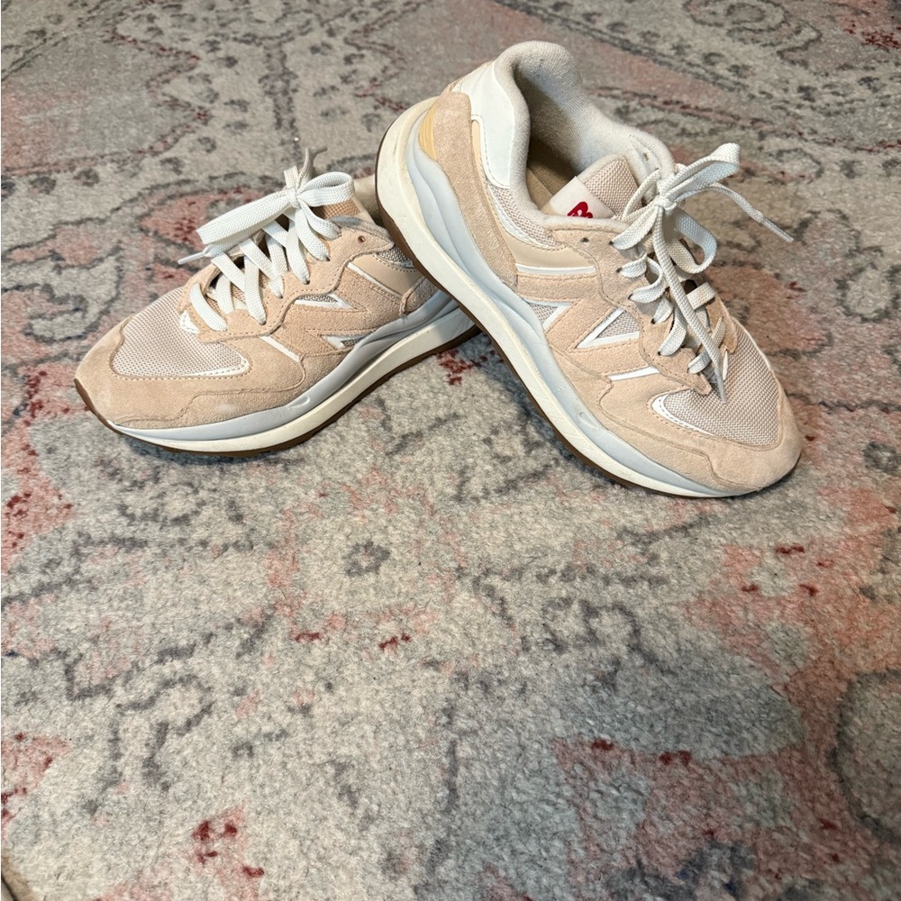 New Balance Women's Pale Beige Suede & Mesh Sneakers
